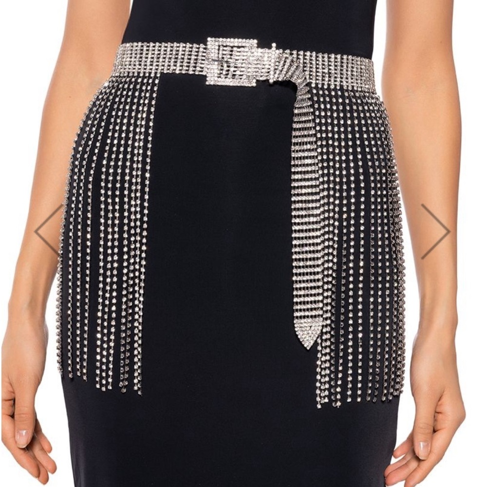 Rhinestone fringe skirt belt